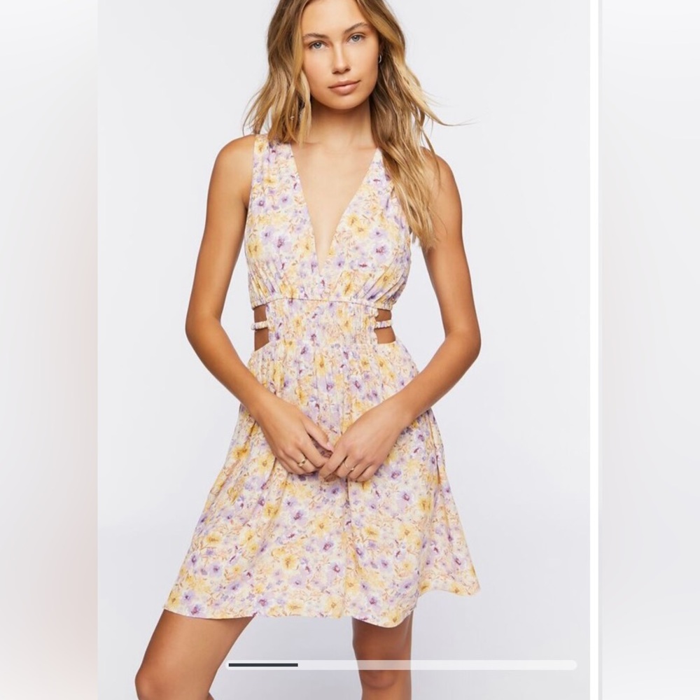 Floral Print Cutout Mini Dress